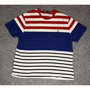Polo Ralph Lauren Striped Pocket T-Shirt Multicolor Red/White/Blue Mens Size 2XB